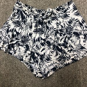 white & baby blue palm tree shorts